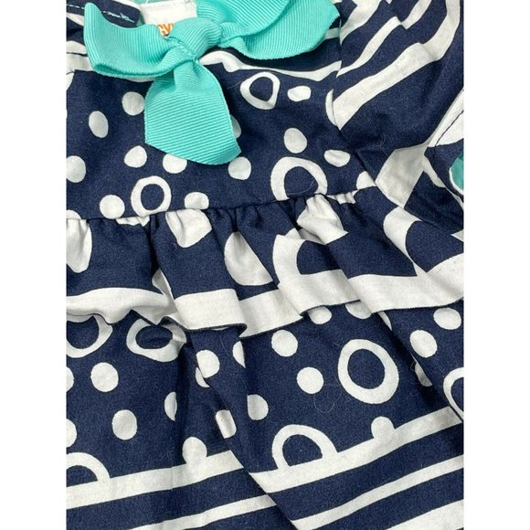 Girls dress Gymboree 2T Navy Blue white geometric Cap sleeve shift dress EUC - Picture 3 of 5